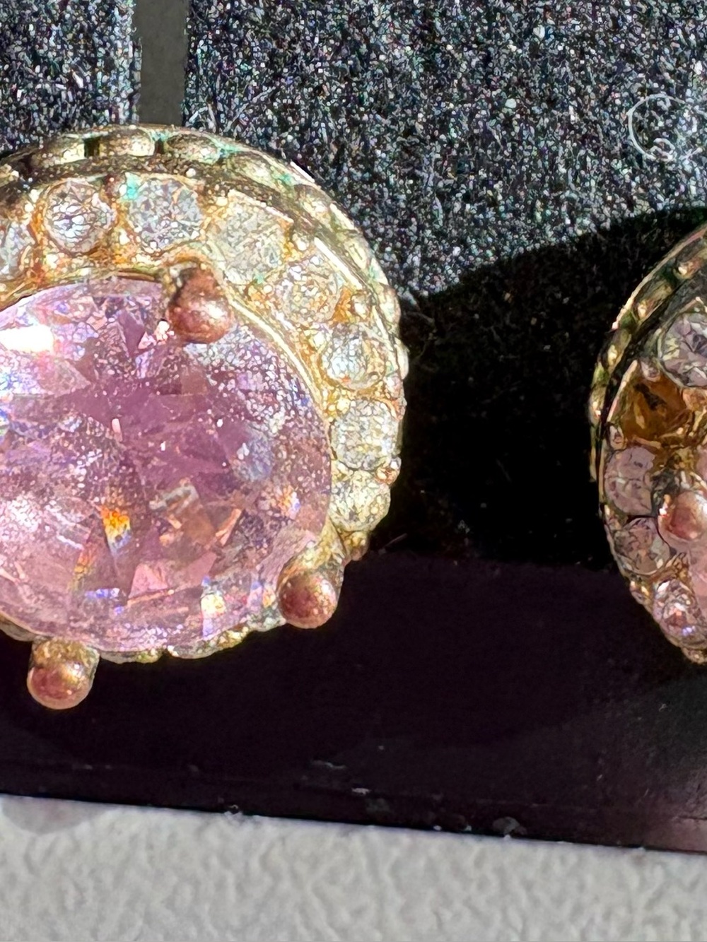 Gold-Tone Pink Crystal Stud Earrings - Women's Jewelry